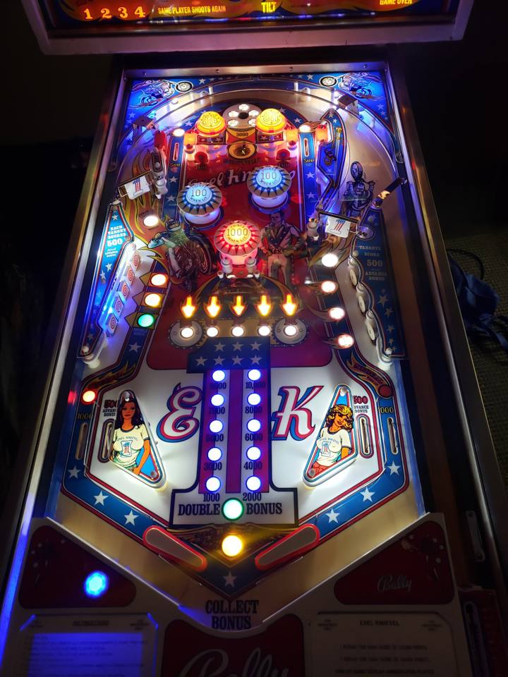 Bally Evel Knievel, 1977 · Moved to a new playfield with new rubbers, LEDs and standoffs